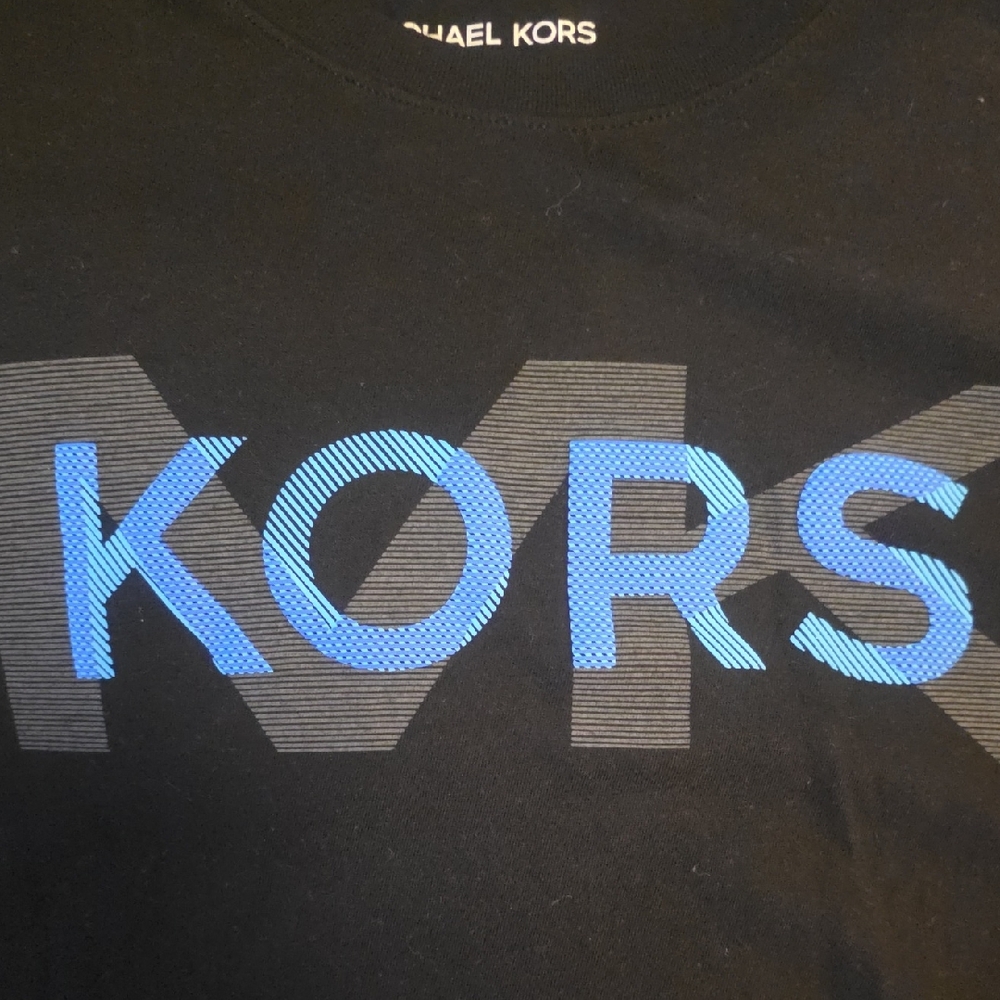 Michael Kors Black Tee with Blue Accents